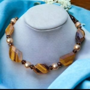 Sterling chunky tigers eye necklace